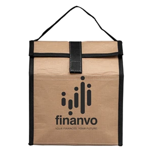 Custom Logo Natural - Woven Paper Cooler Lunch Bag