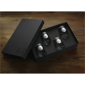 4-Piece Rocks Glass Set with Metal Medallion