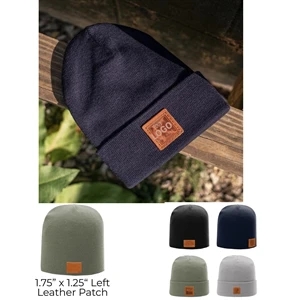 Genuine Leather Patch Beanie - Richardson R15 Or R18