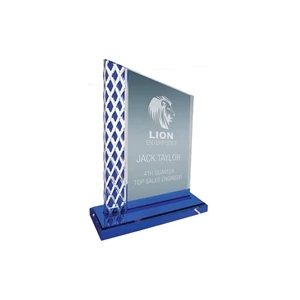 8" Blue Unite Diamond Ice Acrylic Award