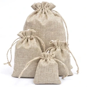 5" X 7" Natural Burlap Pouch Jute Drawstring Bag