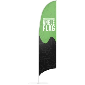 9' Premium Single Sided Angled Flag + Pole + Ground Stake