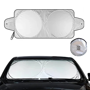 Car Windshield Sun Shade With Storage Pouch