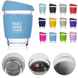 Reusable Glass Coffee Cup with Sleeve