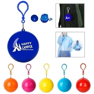 Emergency Disposable Raincoat Poncho Ball with Key Chain