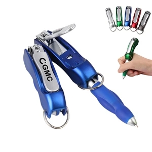 Key Chain Ballpoint Pen With Nail Clipper
