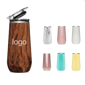 10 oz Insulated Champagne Flute With Flip-Top Lid