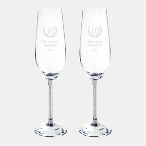 Silver Wedding Champagne Flute Pair