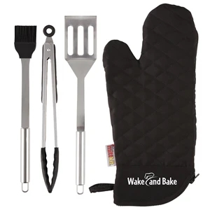 BBQ Grilling Tool Set with Mitt