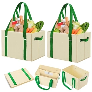 Heavy Duty Foldable Washable Canvas Tote Shopping Basket Box