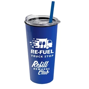 The Roadmaster - 18 oz. Travel Tumbler w. Clear lid & Straw