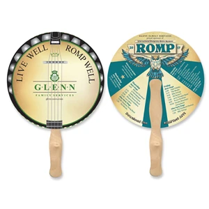 8" Round Full Color Hand Fan 2 Sided