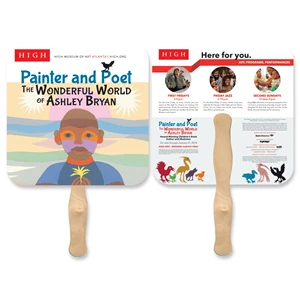 Rounded Square Shape Full Color Hand Fan 2 Sided