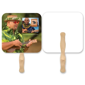 Rounded Square Shape Full Color 1 Sided Hand Fan
