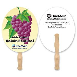 Oval Shape Full Color Hand Fan 2 Sided
