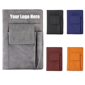 Multi-Function Business A5 Notebook With Phone Pocket