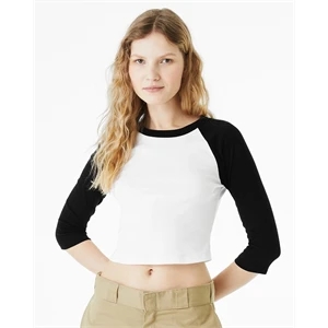 BELLA + CANVAS Women's Micro Rib 3/4 Raglan Sleeve Baby Tee