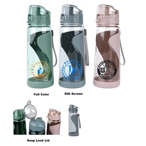 20 oz Plastic Sports Water Bottle With Snap Lock Lid