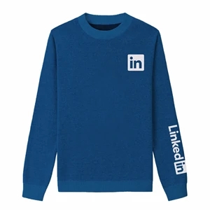 Custom Cotton Blend Jacquard Front/Sleeve Logo Sweater