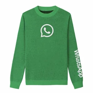 Custom Cotton Blend Jacquard Front/Sleeve Logo Sweater