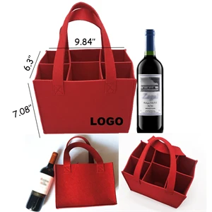 Custom Felt Wine Tote Bag For 6 Bottles