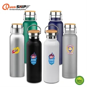 Custom Logo Smith 20oz Stainless Steel Bamboo Cap Water Bottle