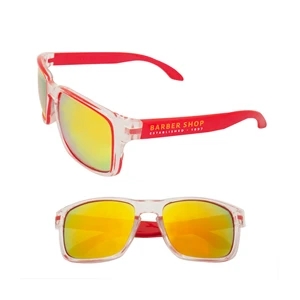Custom Logo Mirror Lens Sunglasses (2 Color Imprint)