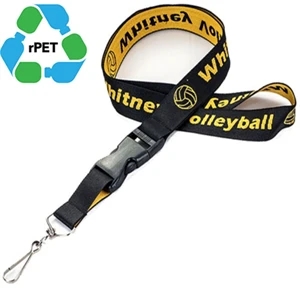 Recycled PET Eco-friendly Woven Lanyard w/ Buckle Release