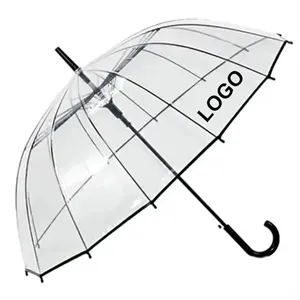 Custom Logo Transparent Straight Unfolding Umbrella