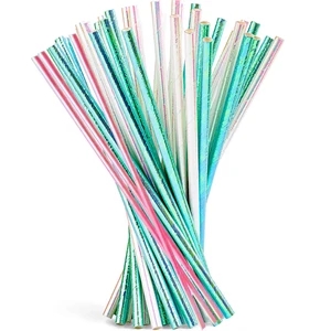 Premium Iridescent Disposable Drinking Paper Straws