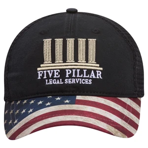 6 Panel US Flag Design Visor/Soft Mesh Back Baseball Cap