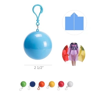 Disposable Raincoat Poncho Ball With Keychain