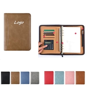 PU Leather Business Portfolio Notebook with Calculator