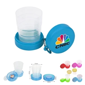 Travel Size Collapsible Drinking Cup w/ Pill Box Case - 6 oz