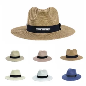 Wide Brim Straw Panama Fedora Beach Sun Hat