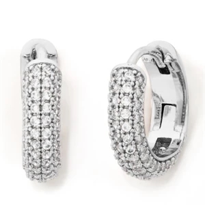 Brilliant Statements Pave Mini Huggies - Clear/Silver