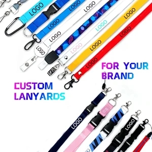 Custom Logo Lanyard Neck Strap for ID Holder Keys Keychains Phones