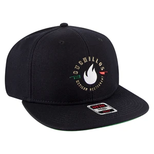 Wool Blend Twill Round Flat Visor "SNAP" 6 Panel Hat