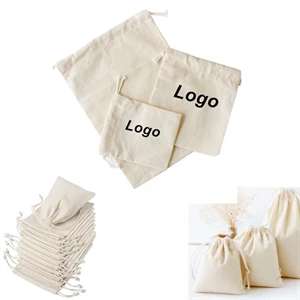 Custom Durable Cotton Canvas Drawstring Bags 5 x 7 inch