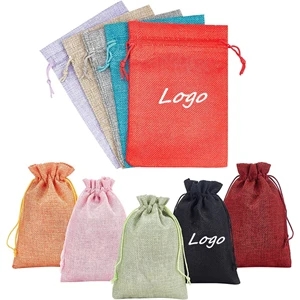 5 x 7 inch Durable Cotton Linen Burlap Drawstring Tote Bags