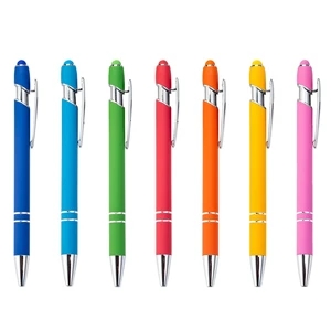 Rubberized Metal Ballpoint pen with Stylus