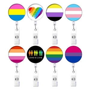 Retractable Alligator Clip Scroll LGBT Pride Badge Reels