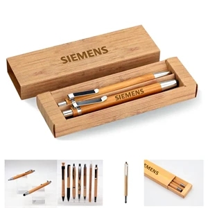 GreenGift InkPair Bamboo Stylus Pens Set - Black/Blue Ink