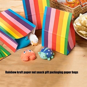 Rainbow kraft paper nut snack gift bags