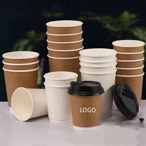 8oz 12oz 16oz Disposable Double-Wall Paper Cup With Lids