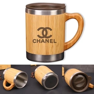 EcoMug - Double Wall Stainless Steel Bamboo Mug - 12oz