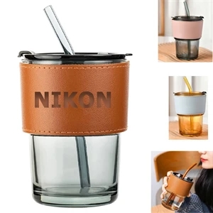 Nordic Leatherette Cover Glass - 15.2 oz w/Lid & Straw