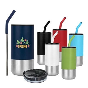 Custom Logo 18 oz. Double Wall Color Body Tumbler/w straw and lid