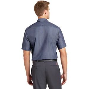 Red Kap Short Sleeve Striped Industrial Work Shirt.