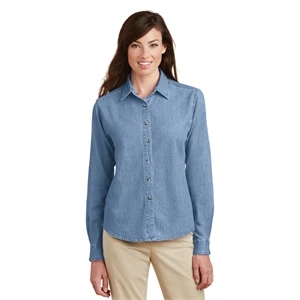 Port & Company Women's Long Sleeve Value Denim Shirt.